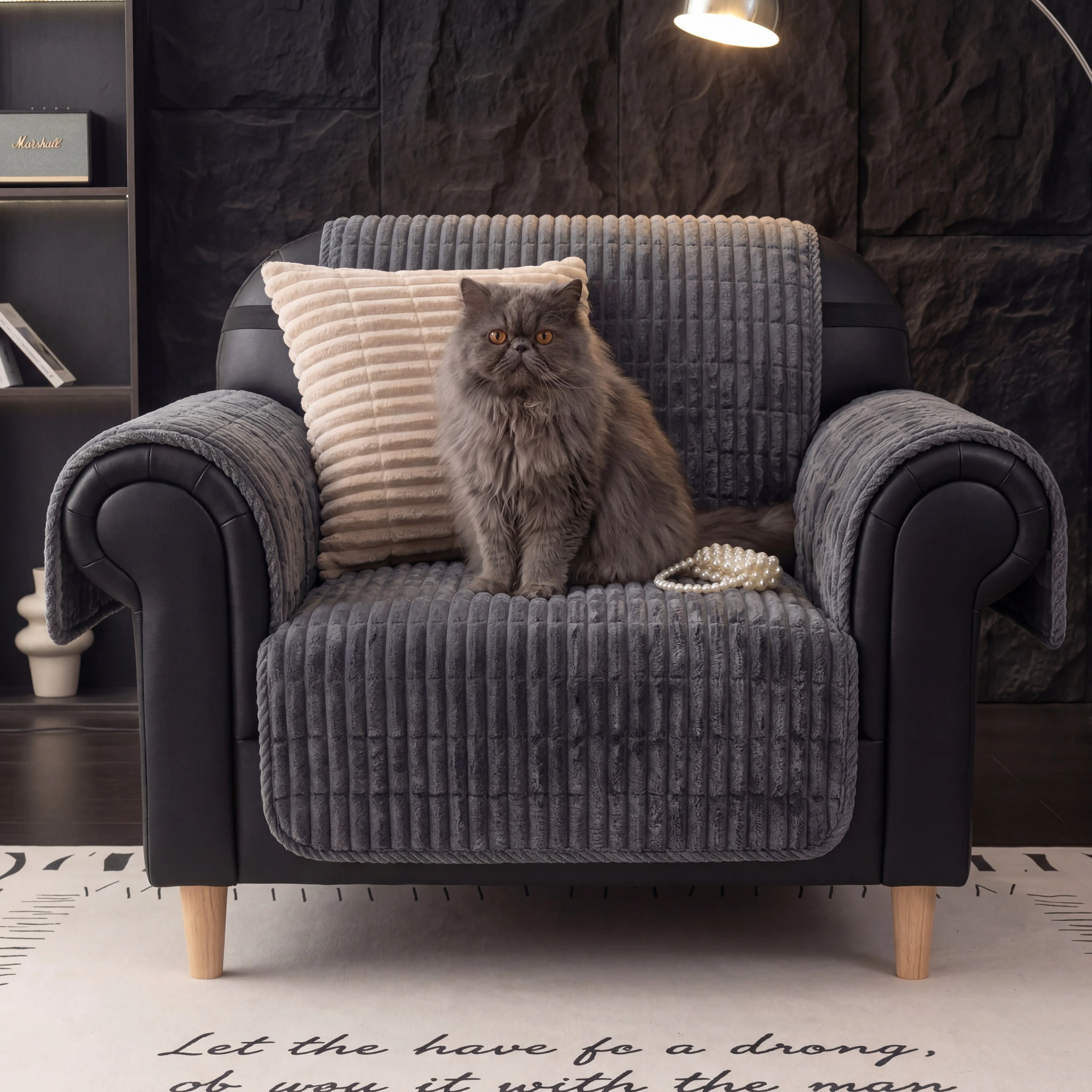 Housse fauteuil de canapé en flanelle douillette une pièce protection antidérapante - Image 3