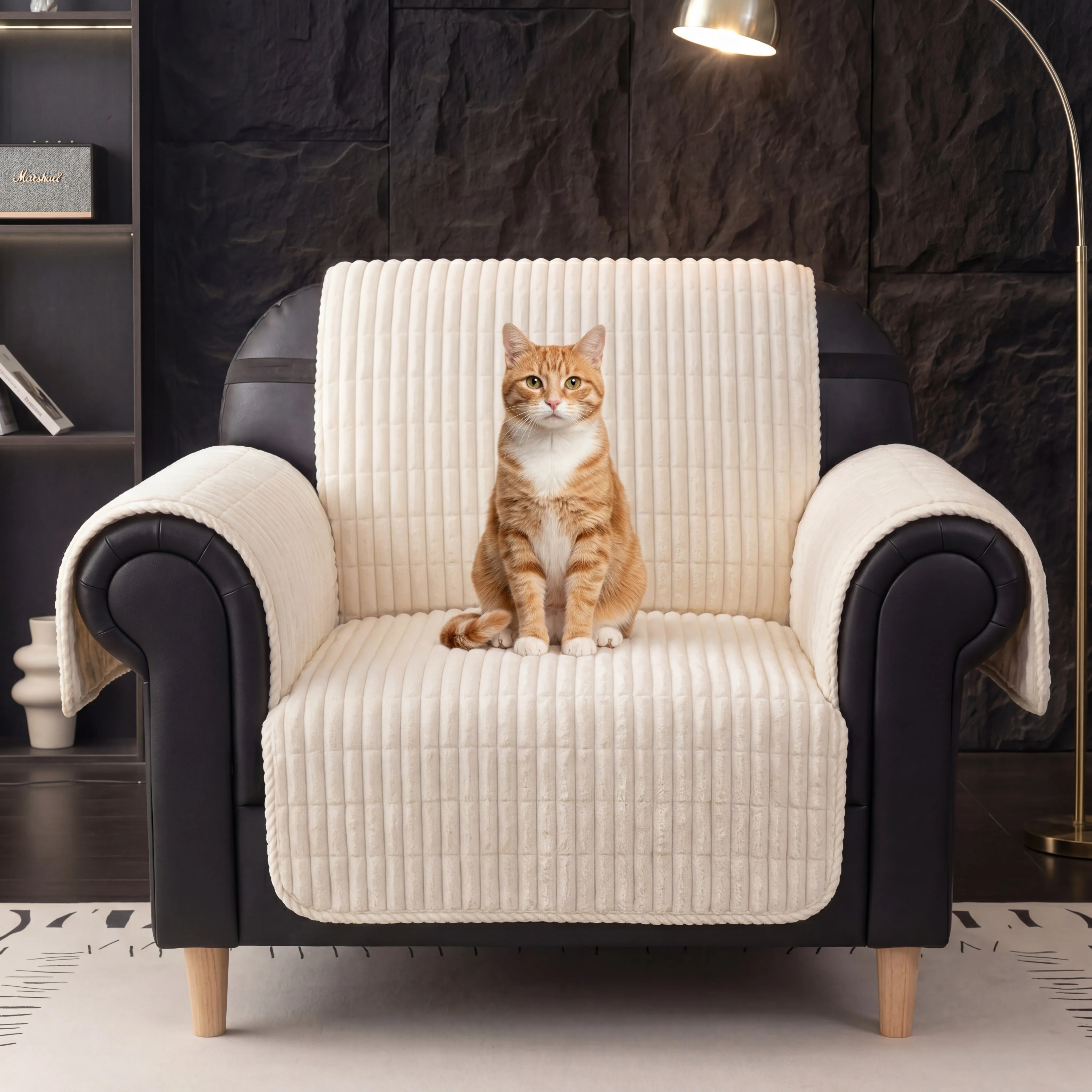Housse fauteuil de canapé en flanelle douillette une pièce protection antidérapante - Image 4