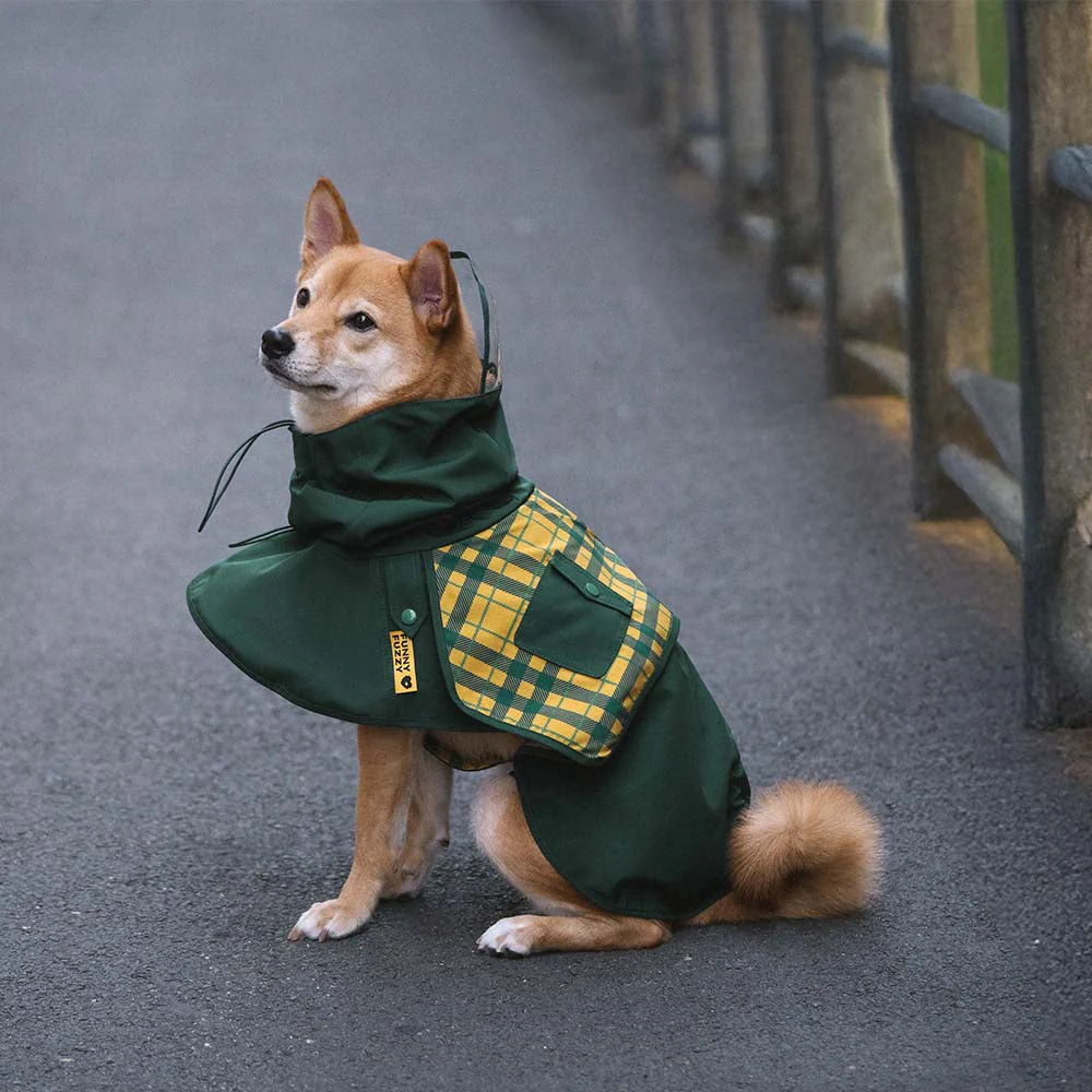 Imperméable ajustable pour chien à carreaux vintage protection contre les intempéries