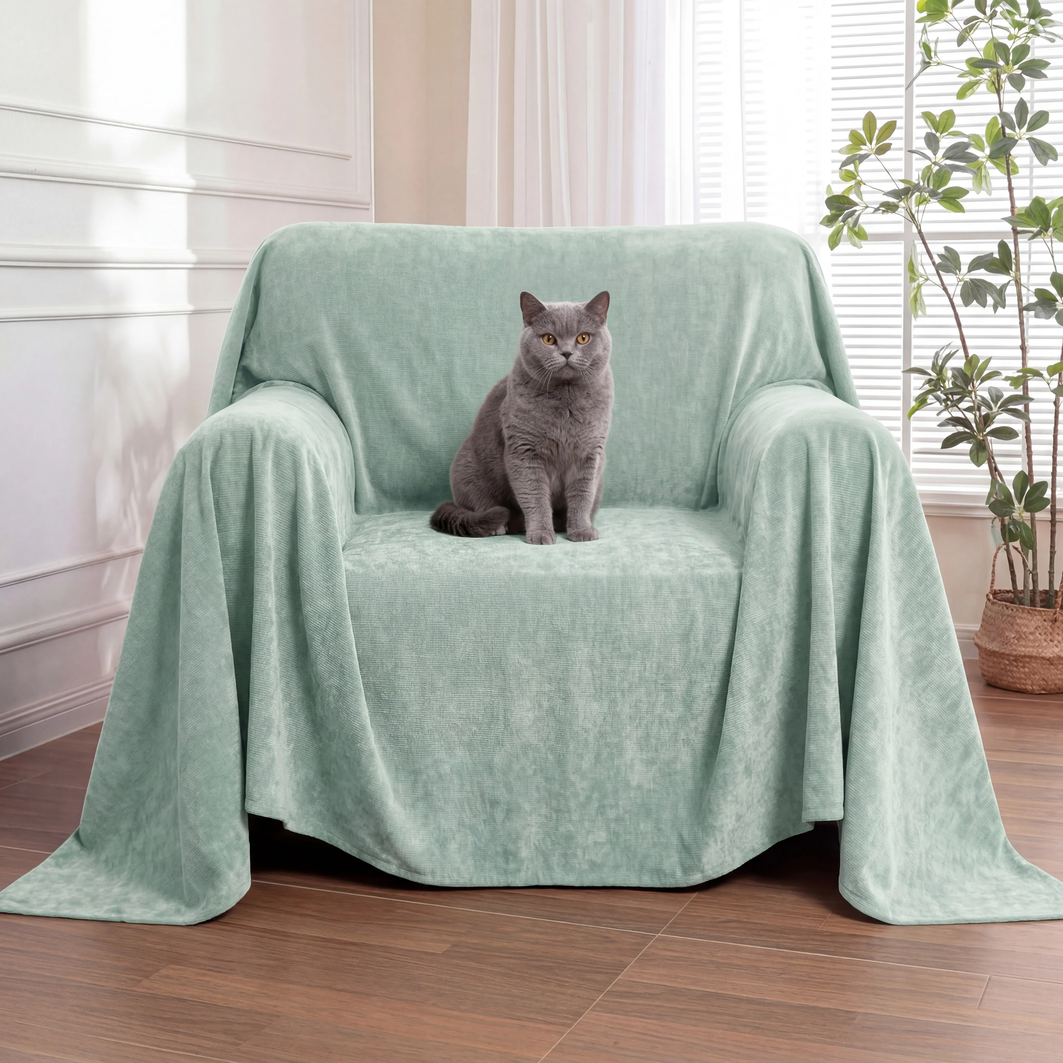 Jeté de canapé Housse de fauteuil, canapé imperméable résistante aux rayures et sans peluches - Image 17
