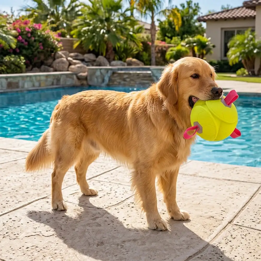 Jouet de chien flottant en forme de football avec des sangles - Image 3