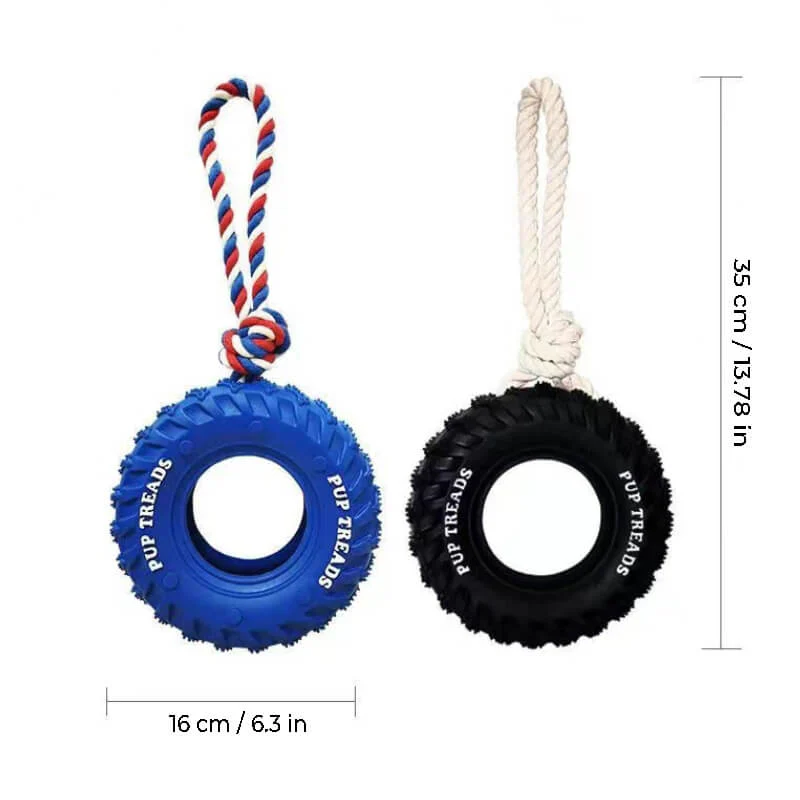 Jouet interactif pour chien en forme de pneu en caoutchouc pour dentition et mastication - Image 7