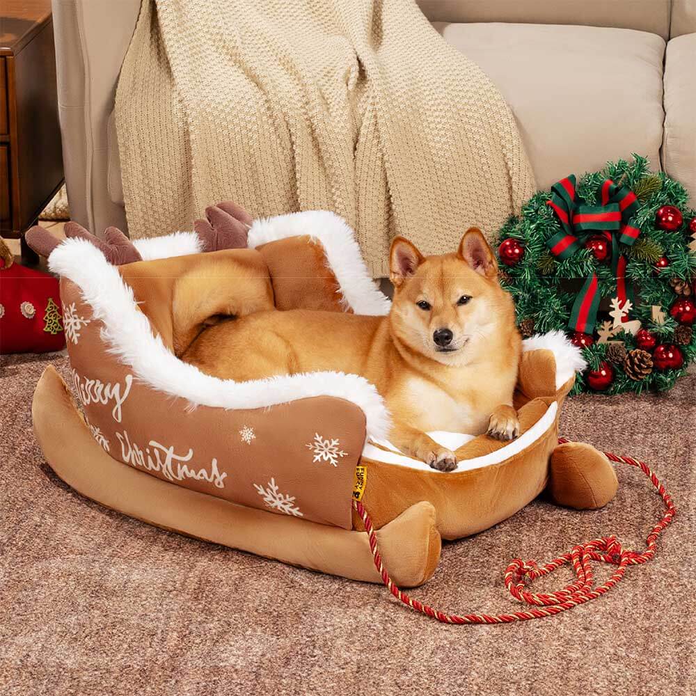 Lit douillet festif pour chien - Traîneau de Noël - Image 4
