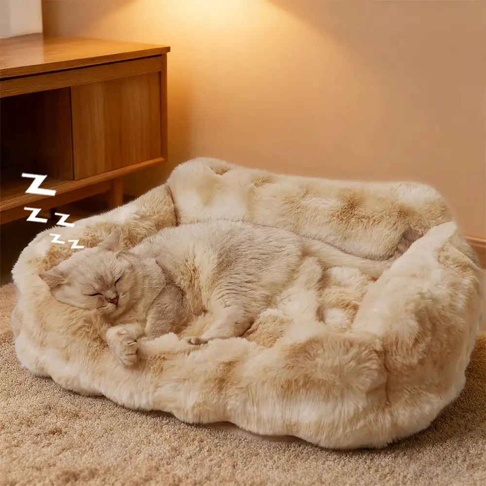 Lit moelleux en velours faux lapin pour chiens et chats - Image 2