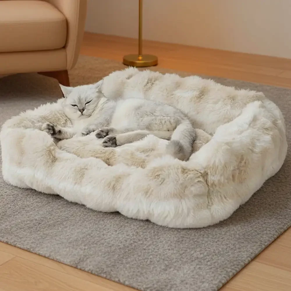 Lit moelleux en velours faux lapin pour chiens et chats - Image 8