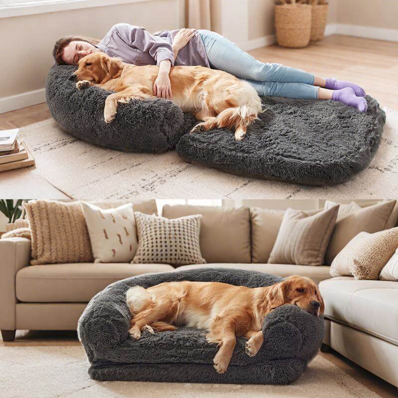 Lit orthopédique en peluche pour chien et homme - Image 34