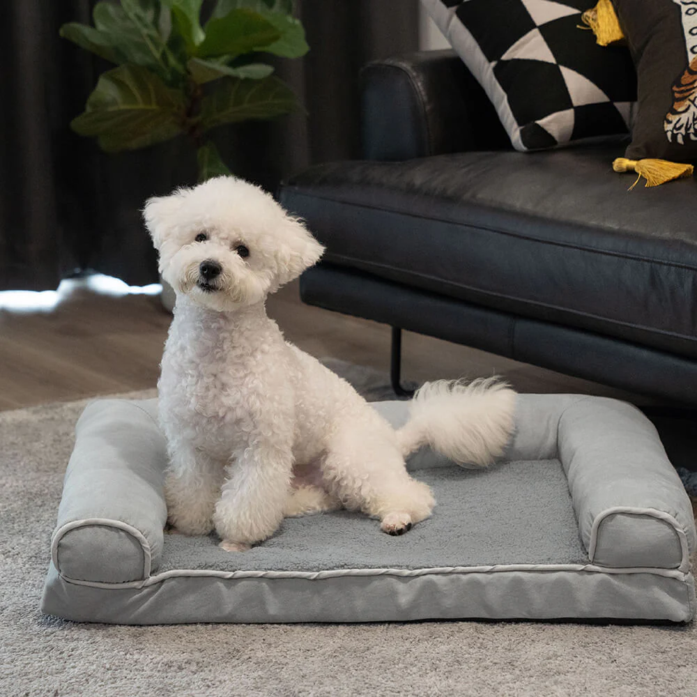 Lit orthopédique pour chien à soutien complet molletonné et en simili suède - Image 11