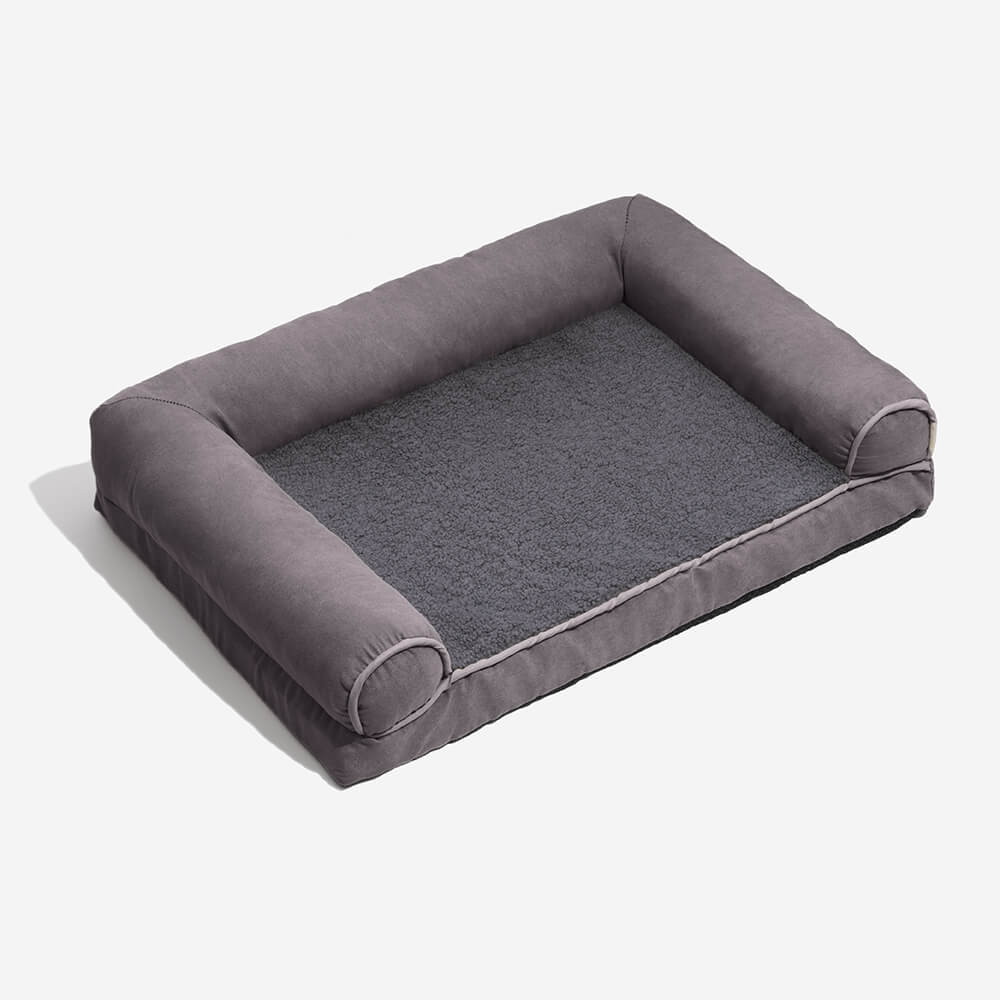 Lit orthopédique pour chien à soutien complet molletonné et en simili suède - Image 17