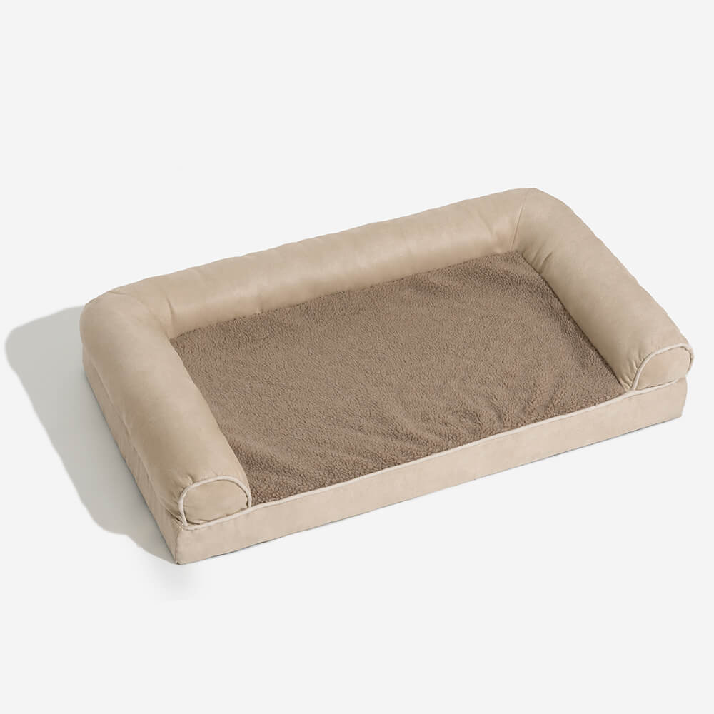 Lit orthopédique pour chien à soutien complet molletonné et en simili suède - Image 18