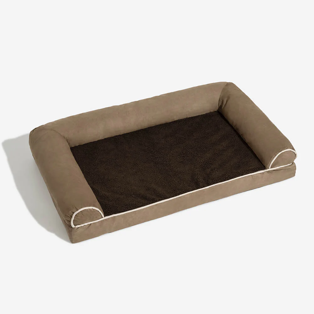 Lit orthopédique pour chien à soutien complet molletonné et en simili suède - Image 19
