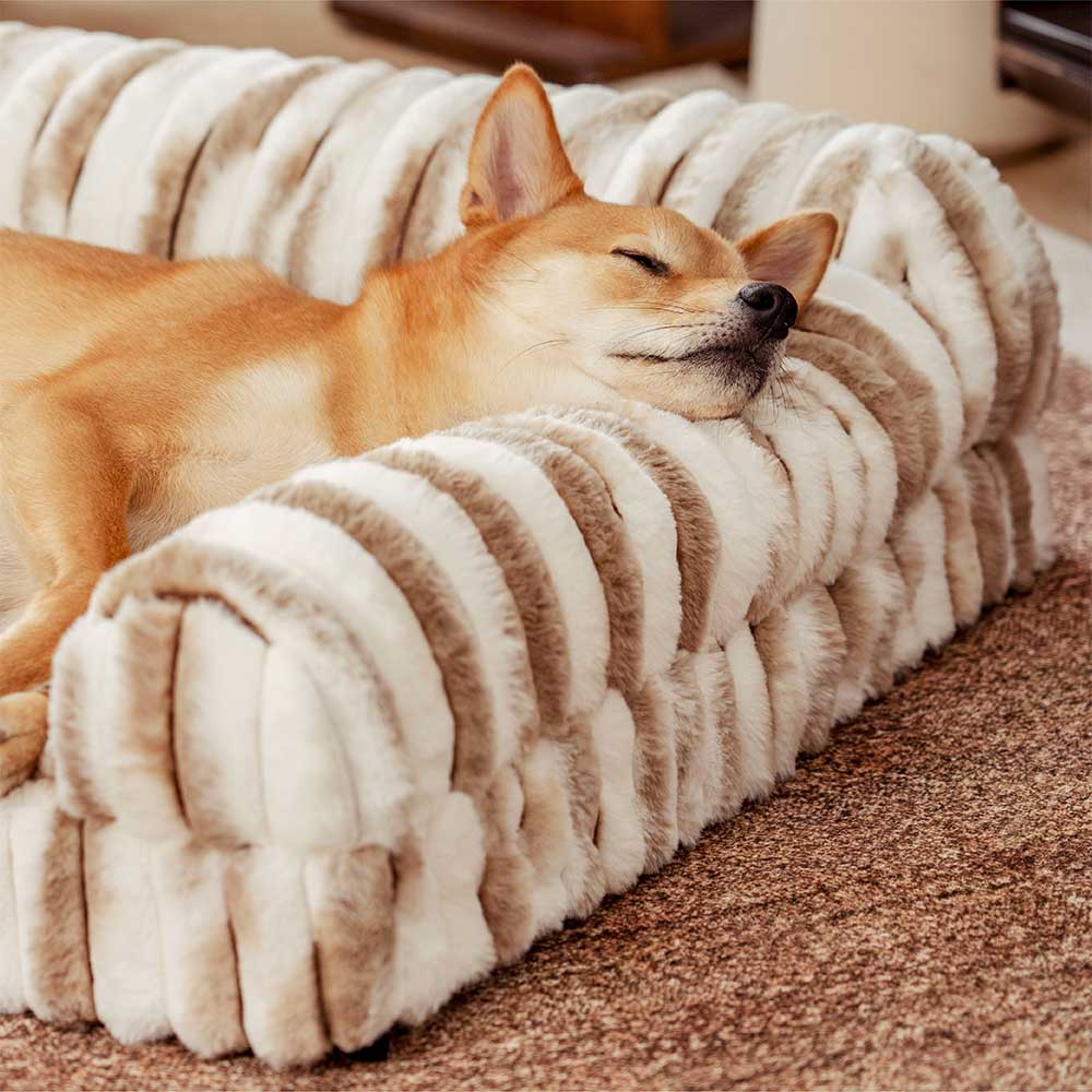 Lit orthopédique pour chien avec coussin moelleux à rayures luxe et confort - Image 2