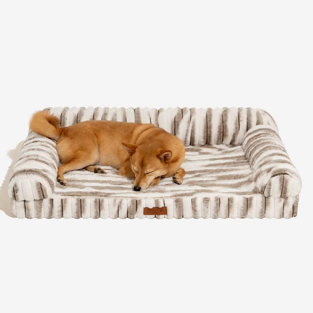 Lit orthopédique pour chien avec coussin moelleux à rayures luxe et confort - Image 9
