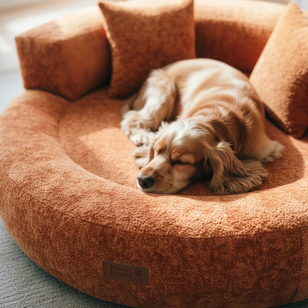 Lit orthopédique pour chien en velours diamant amovible en forme de donut avec coussin - DreamNest - Image 12