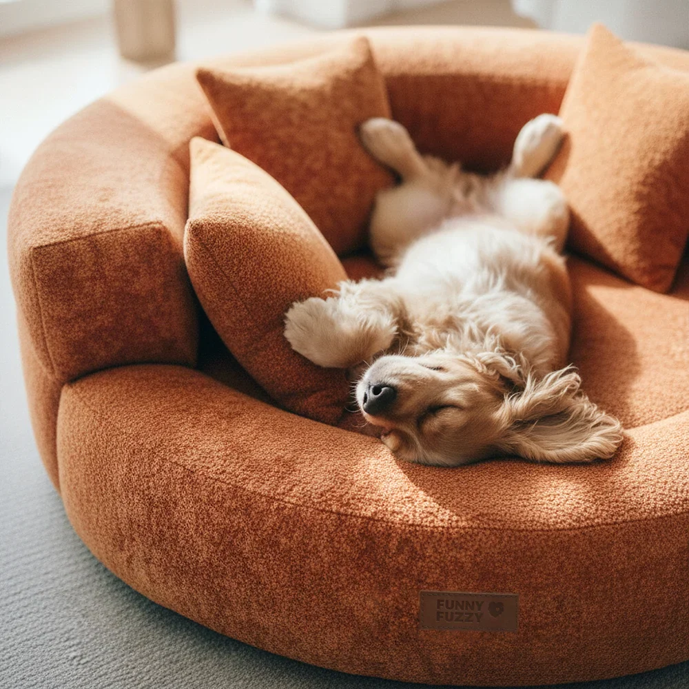 Lit orthopédique pour chien en velours diamant amovible en forme de donut avec coussin - DreamNest - Image 13