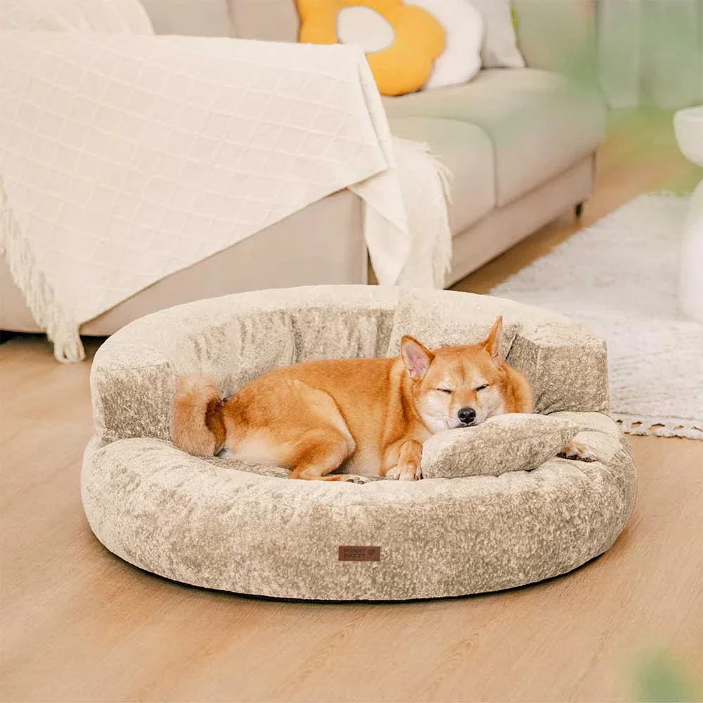 Lit orthopédique pour chien en velours diamant amovible en forme de donut avec coussin - DreamNest - Image 19