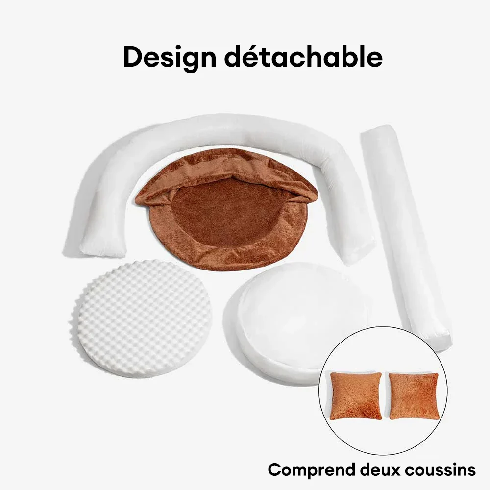 Lit orthopédique pour chien en velours diamant amovible en forme de donut avec coussin - DreamNest - Image 4
