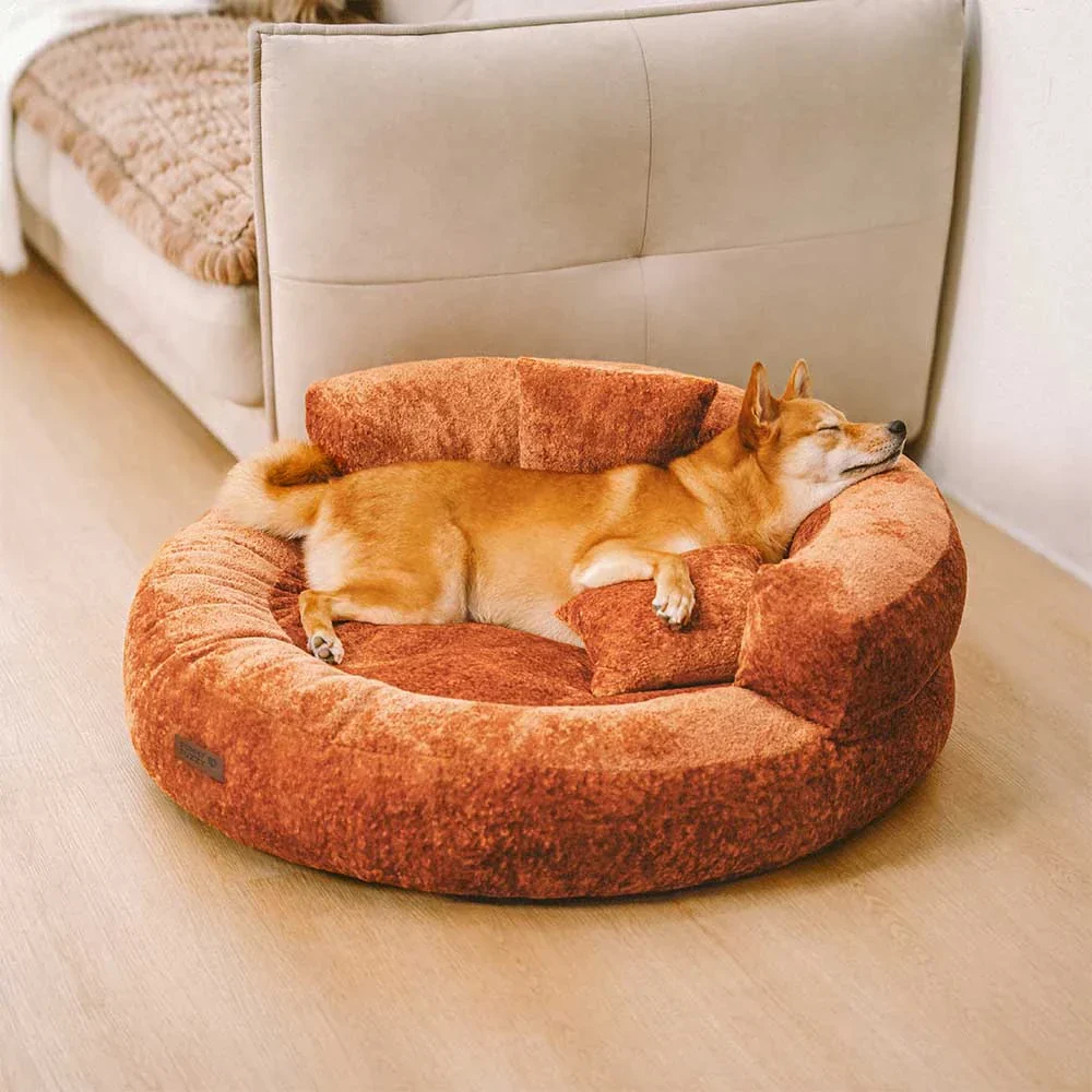 Lit orthopédique pour chien en velours diamant amovible en forme de donut avec coussin - DreamNest - Image 7