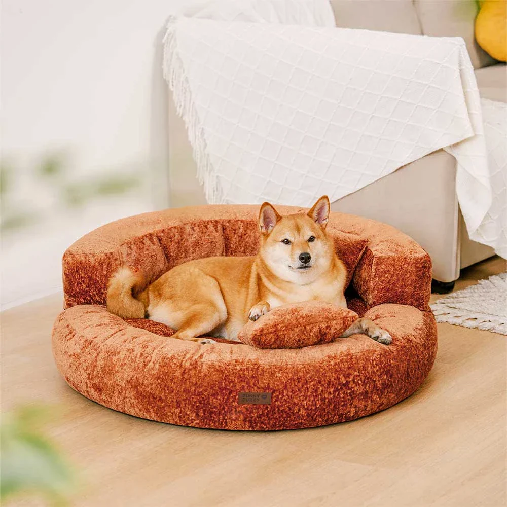 Lit orthopédique pour chien en velours diamant amovible en forme de donut avec coussin - DreamNest - Image 9
