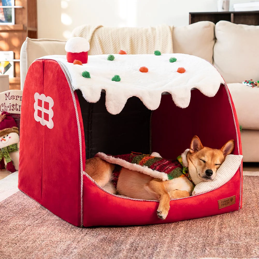 Lit orthopédique pour chien Maison de Neige Festive - Chaleur de Noël - Image 3