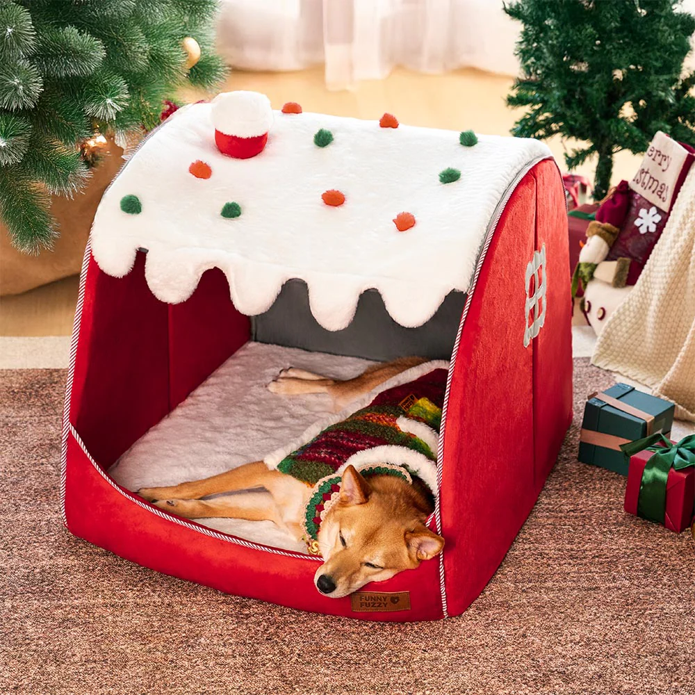 Lit orthopédique pour chien Maison de Neige Festive - Chaleur de Noël - Image 4