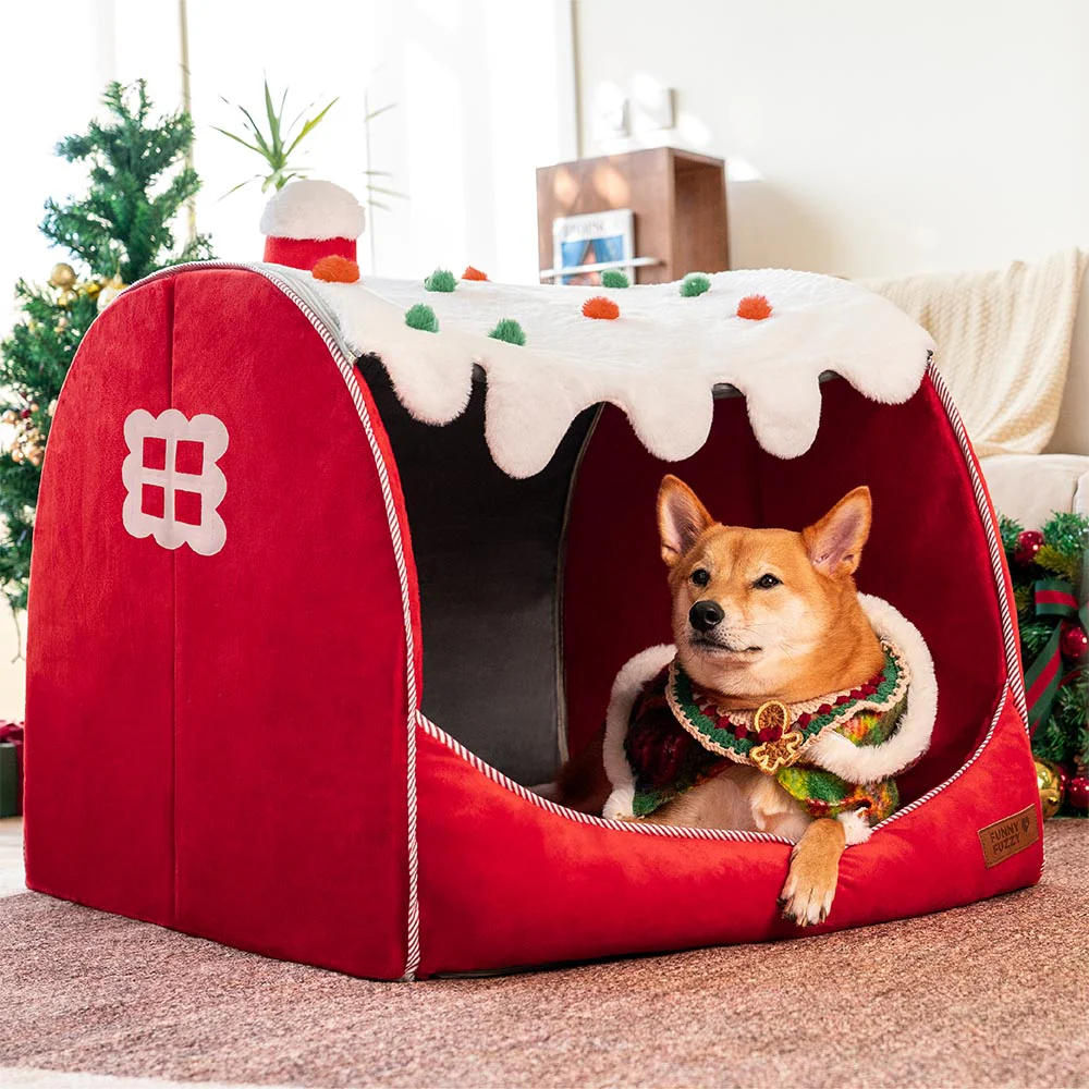 Lit orthopédique pour chien Maison de Neige Festive - Chaleur de Noël - Image 6