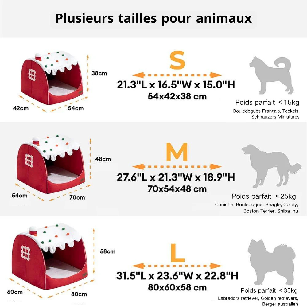 Lit orthopédique pour chien Maison de Neige Festive - Chaleur de Noël - Image 7