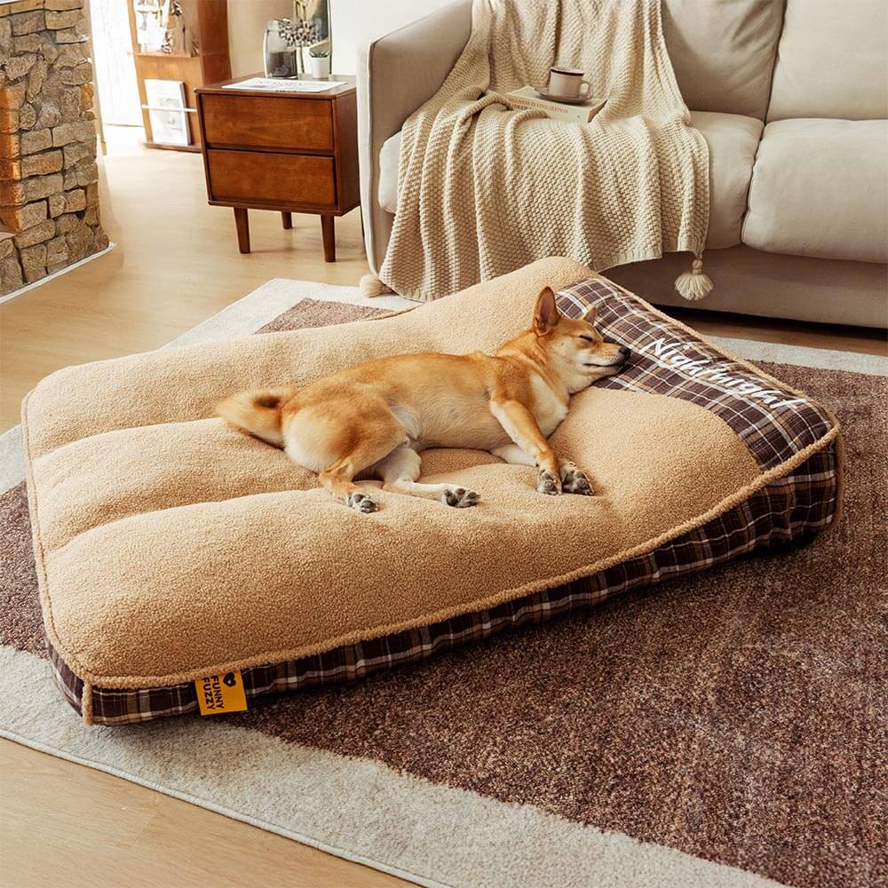 Lit rectangulaire extra-large pour chien en tissu Teddy fluffy lavable - Night