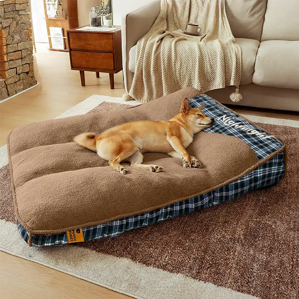 Lit rectangulaire extra-large pour chien en tissu Teddy fluffy lavable - Night - Image 11