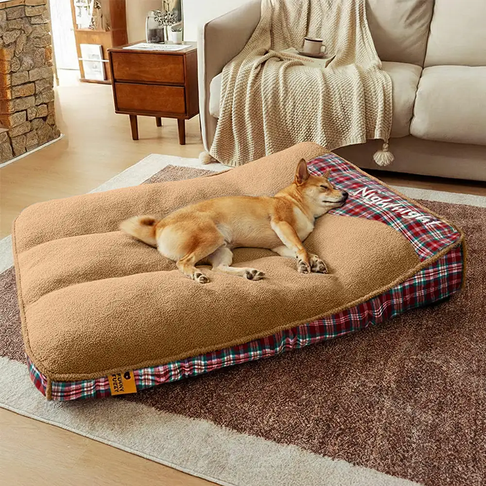 Lit rectangulaire extra-large pour chien en tissu Teddy fluffy lavable - Night - Image 13
