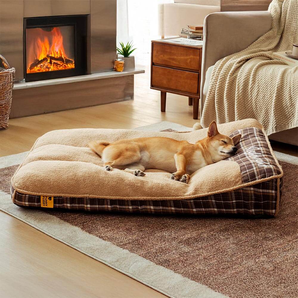 Lit rectangulaire extra-large pour chien en tissu Teddy fluffy lavable - Night - Image 9