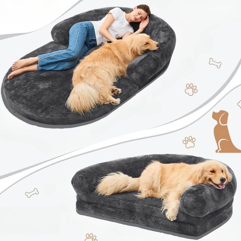 Lit pliable grand modèle chic en peluche pour chien et pour humain - Image 10
