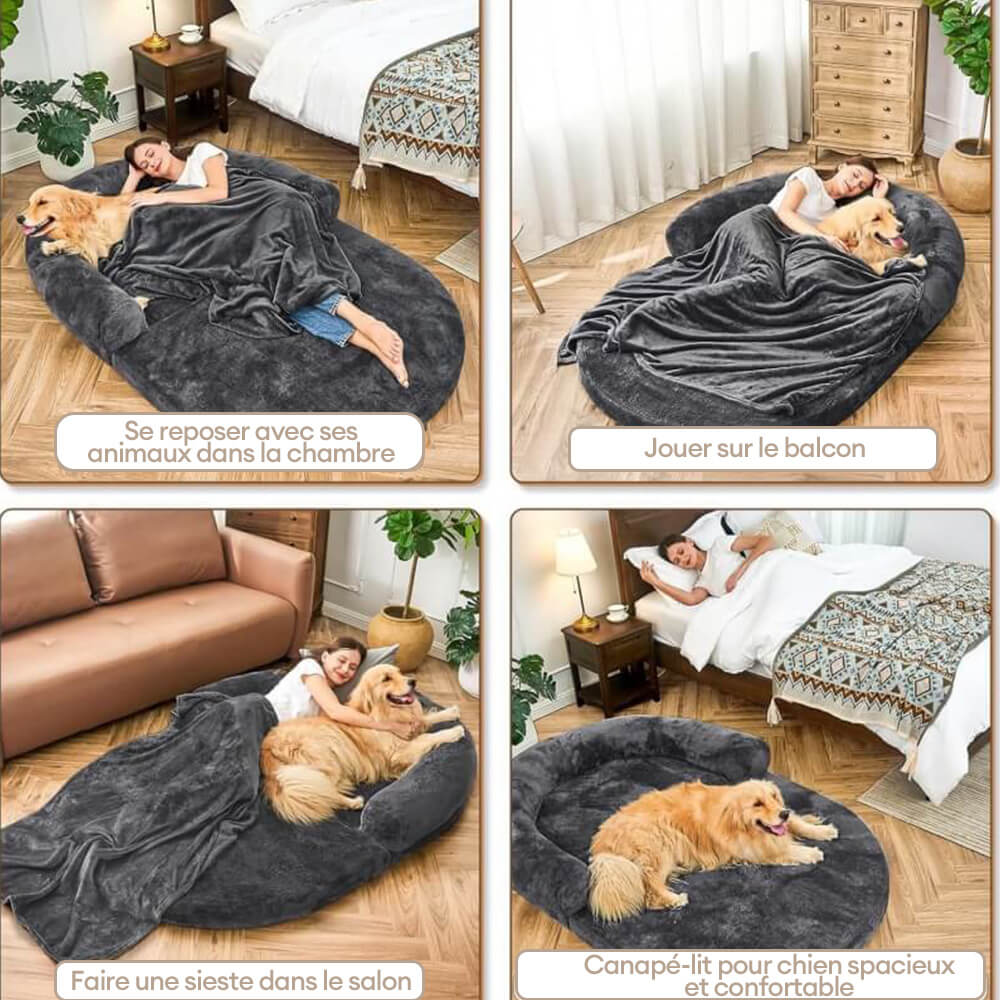 Lit pliable grand modèle chic en peluche pour chien et pour humain - Image 3