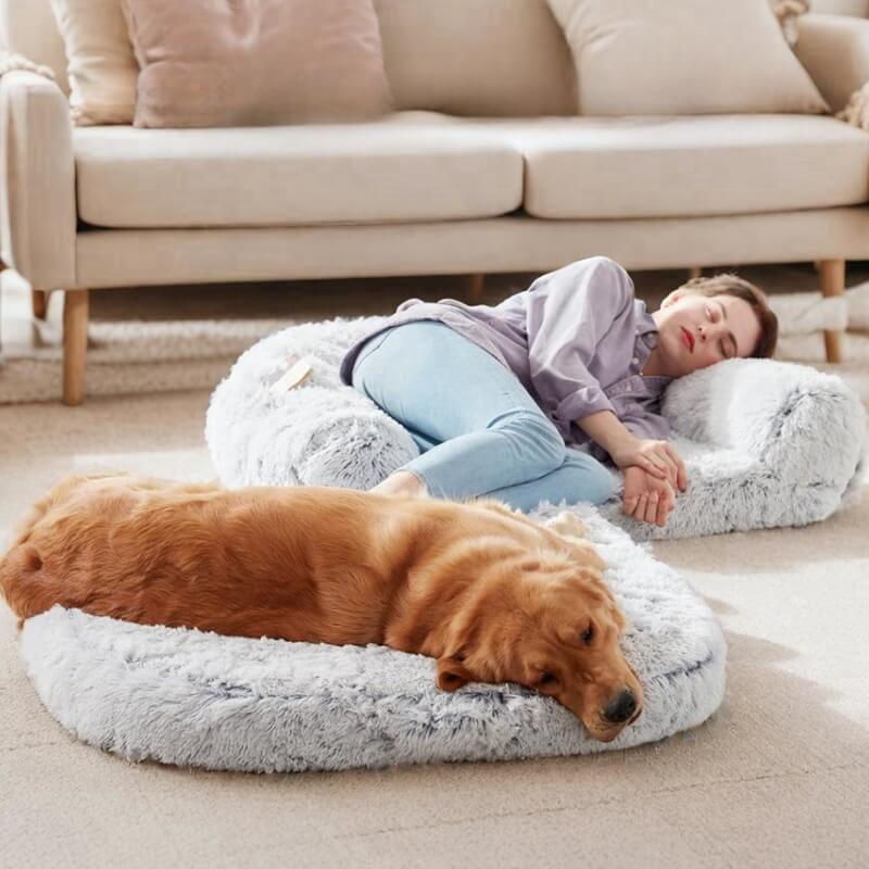Lit pliable grand modèle chic en peluche pour chien et pour humain - Image 6