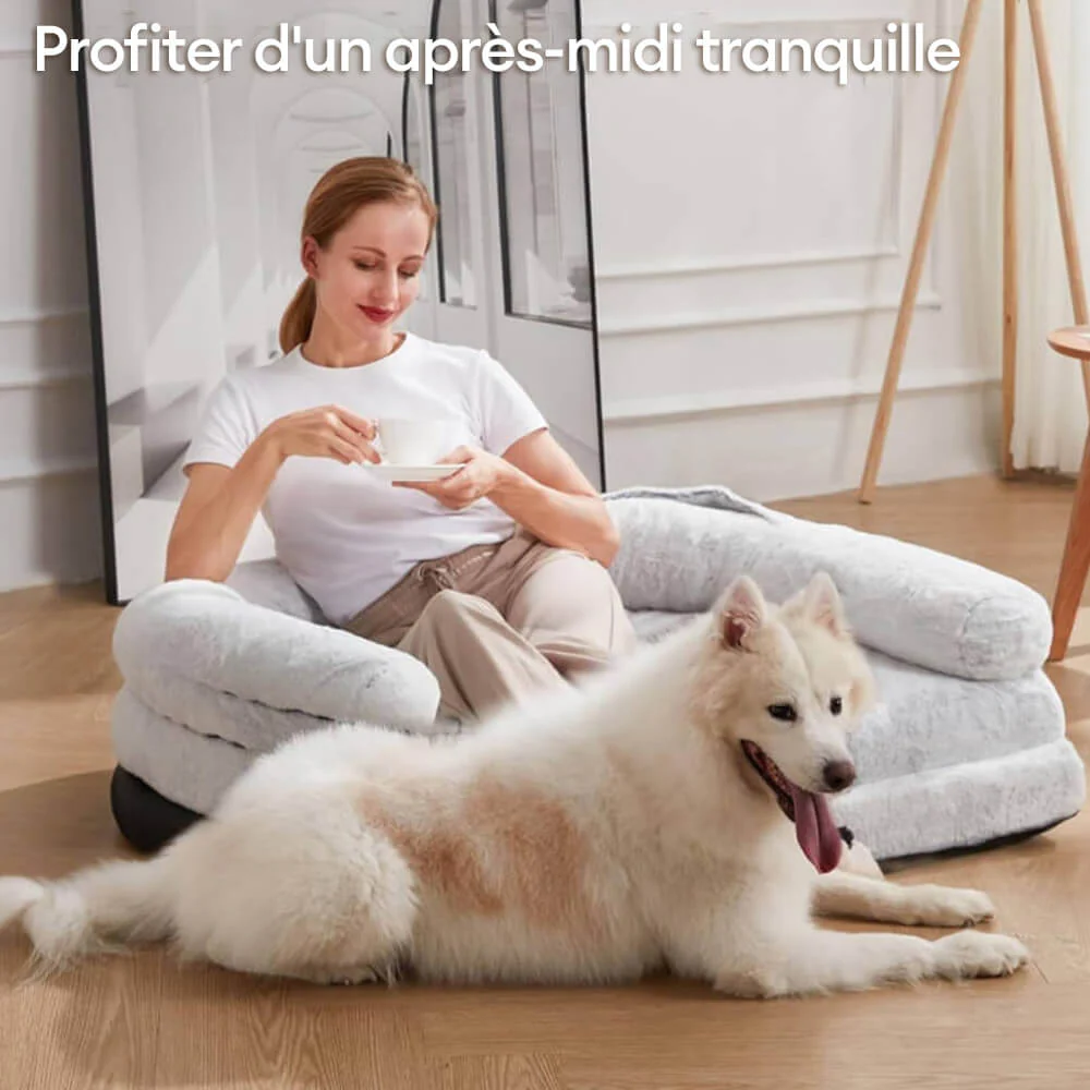 Lit pliable grand modèle chic en peluche pour chien et pour humain - Image 7