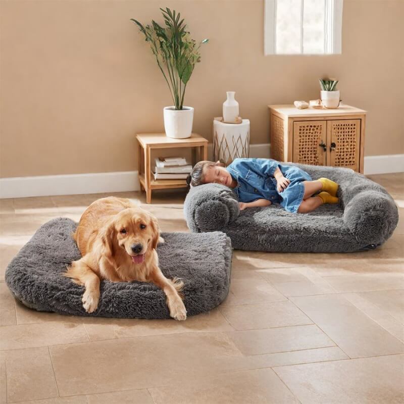 Lit pliable grand modèle chic en peluche pour chien et pour humain - Image 9