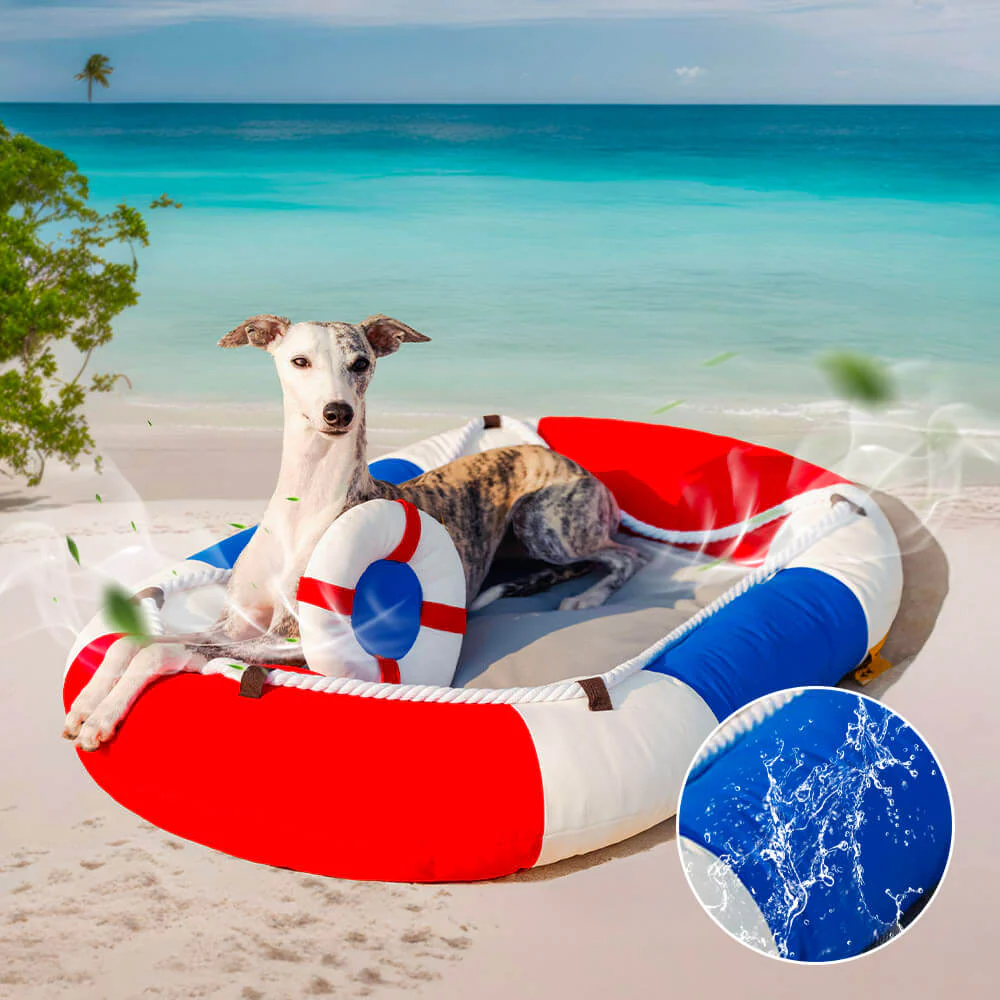 Lit pour animal en forme de bateau imperméable et rafraîchissant avec oreiller – Chill Raft - Image 14