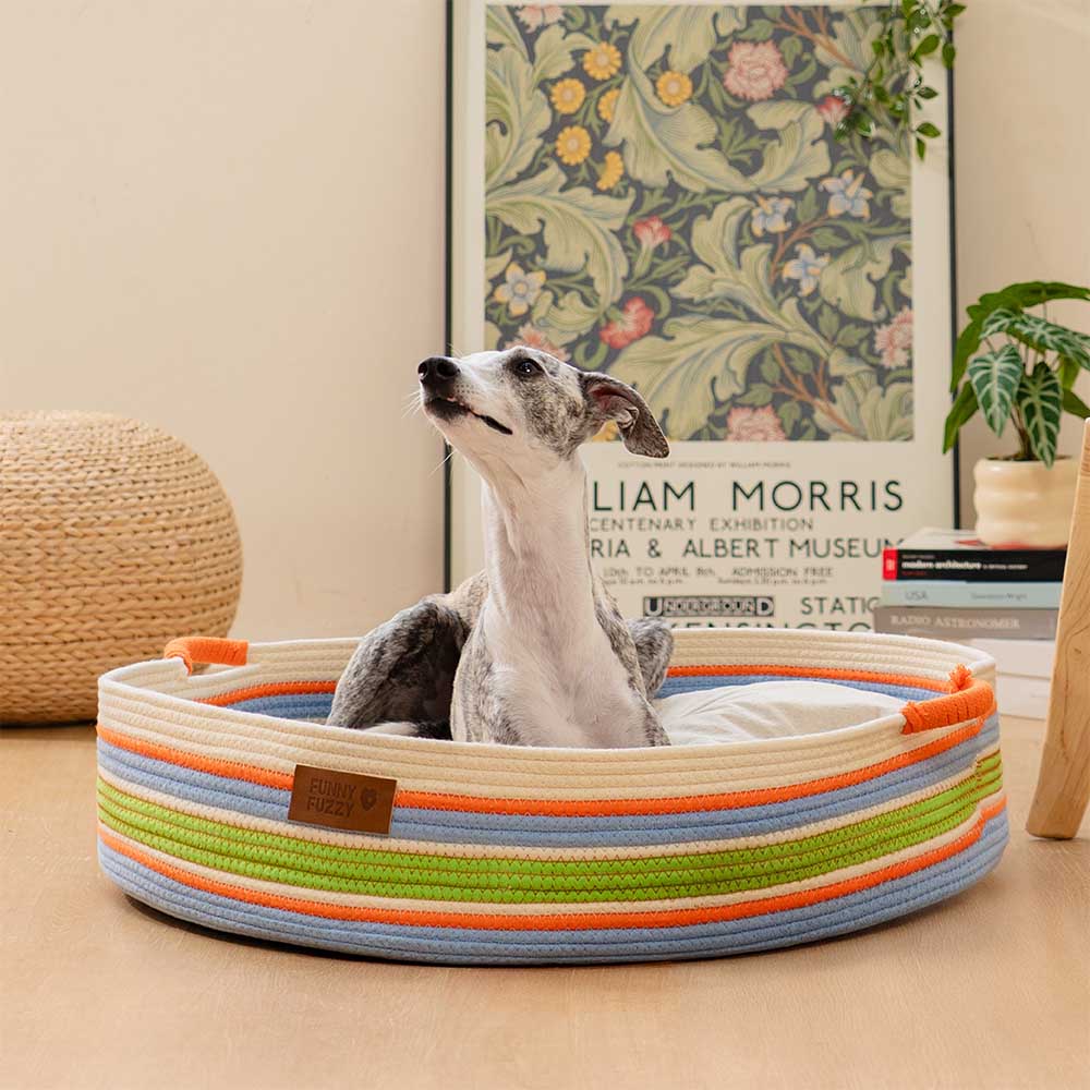 Lit pour animaux apaisant à rayures fait main - Nest intemporel - Image 3