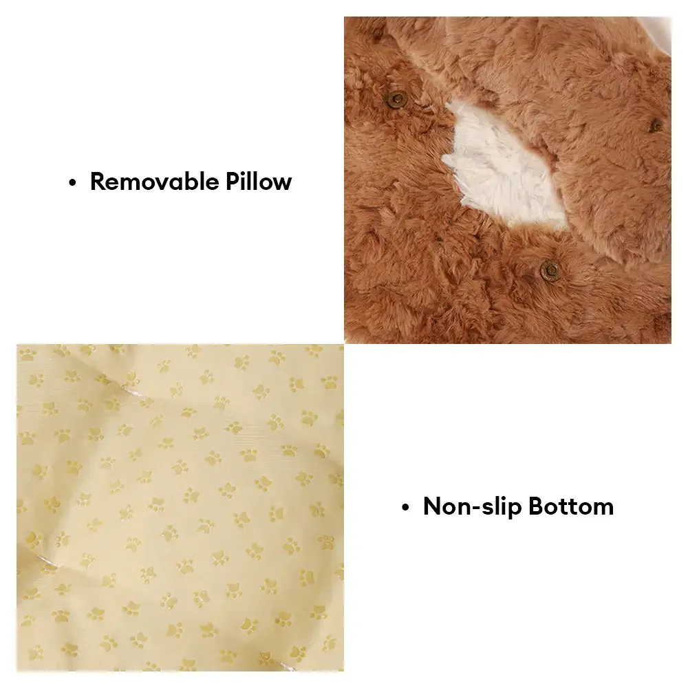 Lit pour animaux en peluche coloré et bloqué, créatif. - Image 4