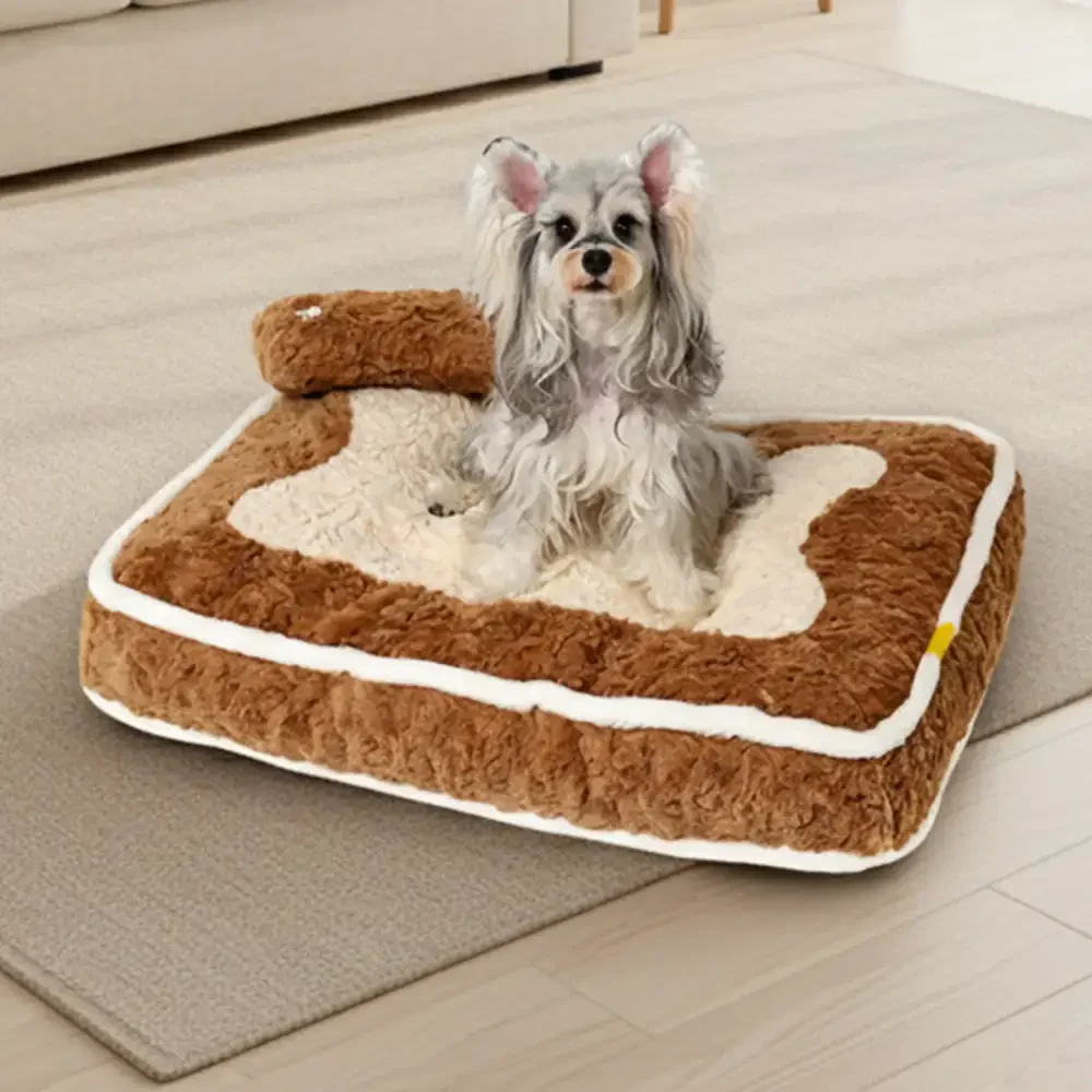 Lit pour animaux en peluche coloré et bloqué, créatif. - Image 8