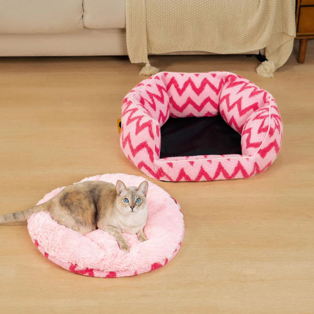 Lit pour chat Chevron Plush Retreat - Le câlin chaleureux - Image 7
