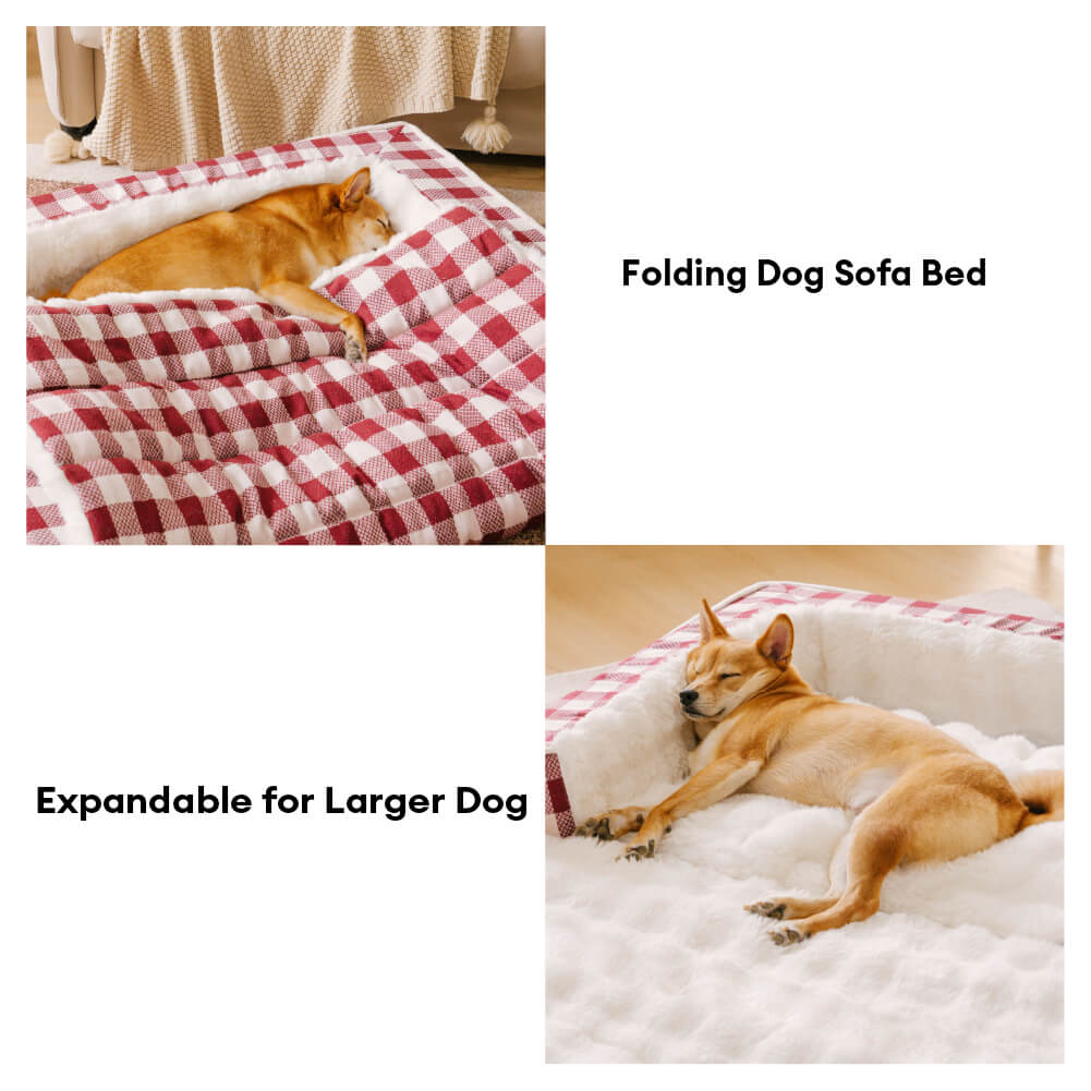 Lit pour chien classique en plaid ergonomique apaisant extensible et lavable - Image 4