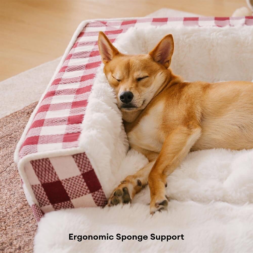 Lit pour chien classique en plaid ergonomique apaisant extensible et lavable - Image 5