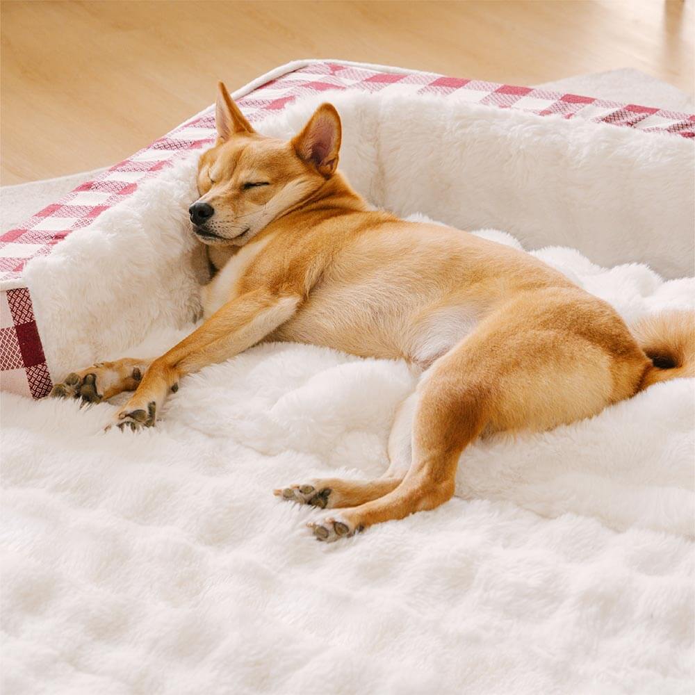Lit pour chien classique en plaid ergonomique apaisant extensible et lavable - Image 6