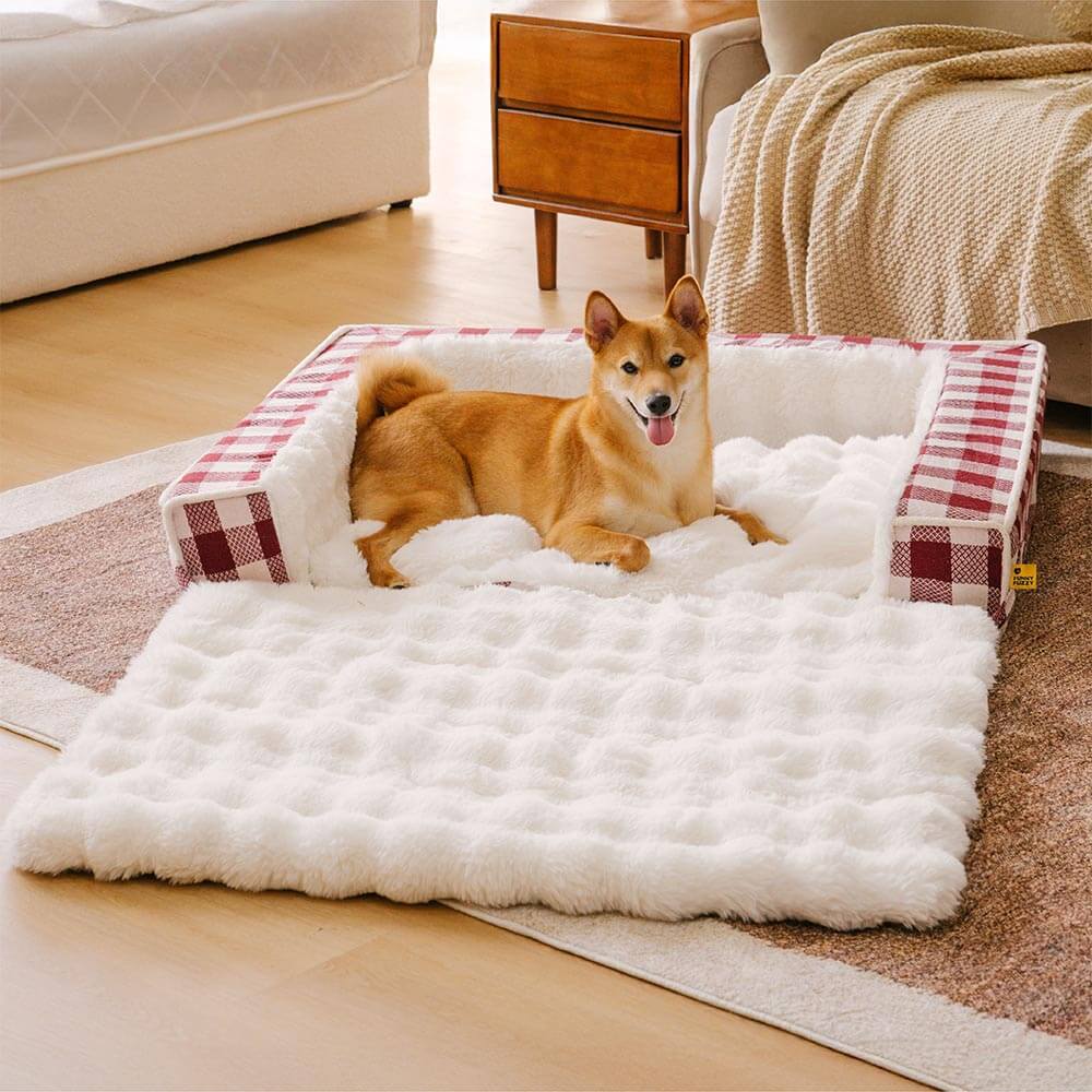 Lit pour chien classique en plaid ergonomique apaisant extensible et lavable - Image 7