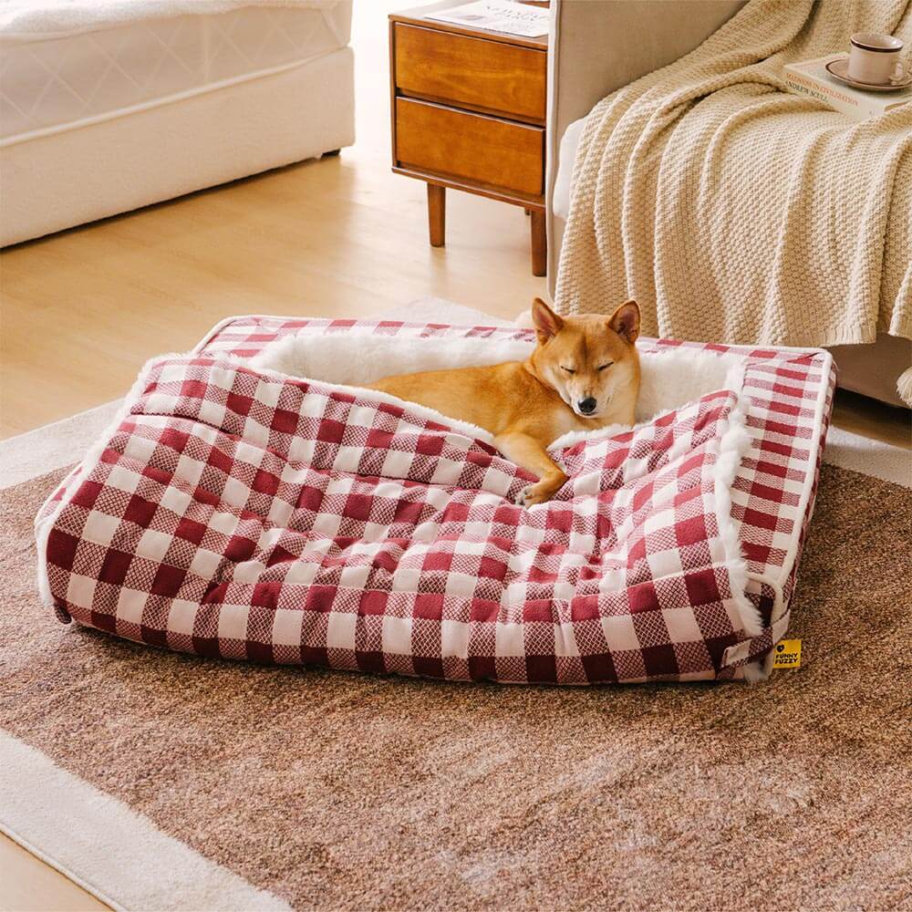 Lit pour chien classique en plaid ergonomique apaisant extensible et lavable - Image 8