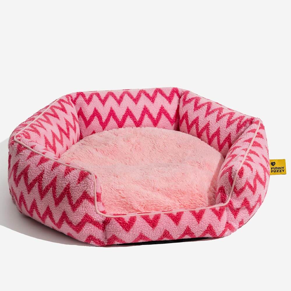 Lit pour chien en peluche à chevrons Retraite en peluche Le câlin chaleureux - Image 14