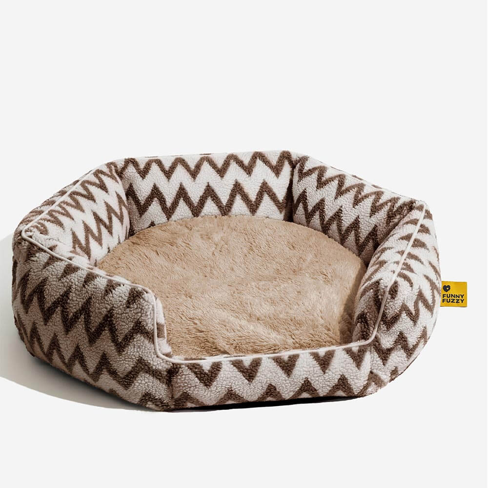 Lit pour chien en peluche à chevrons Retraite en peluche Le câlin chaleureux - Image 15