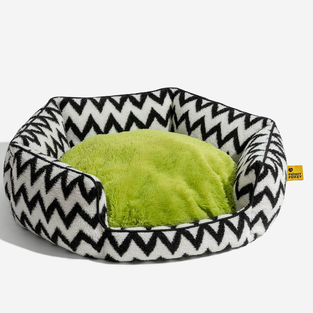 Lit pour chien en peluche à chevrons Retraite en peluche Le câlin chaleureux - Image 16