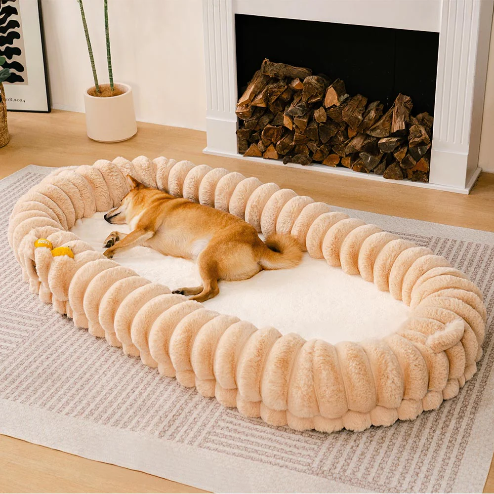 Lit pour chien en peluche géant forme de beignet - Berceau câlin - Image 6