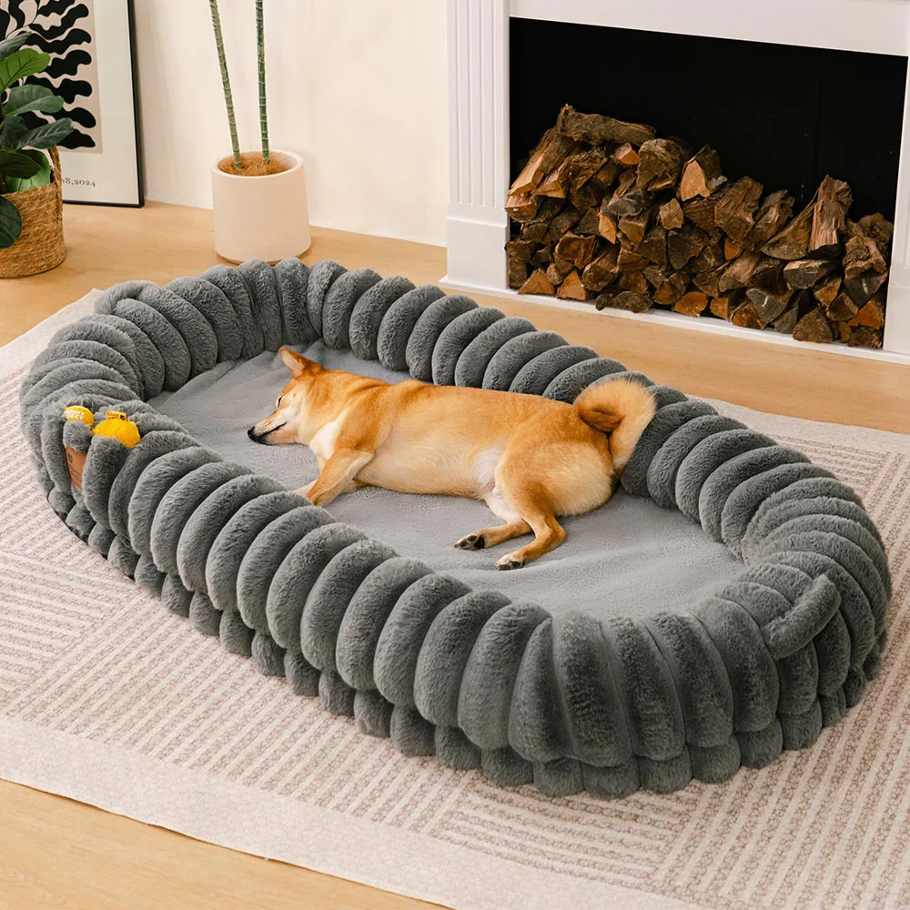 Lit pour chien en peluche géant forme de beignet - Berceau câlin - Image 7